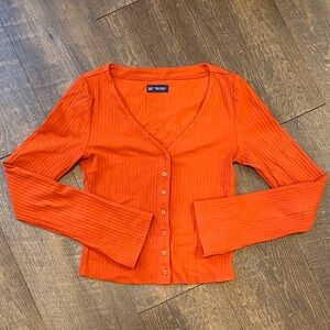 GAP Ribbed Button Front Cardigan Top